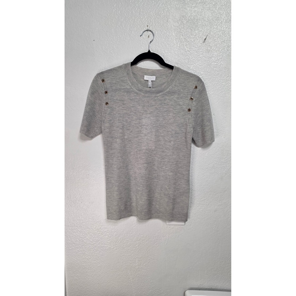 Escada Sport Wool Knit Top Womens Size M Vapour Grey NEW